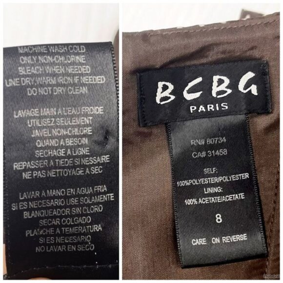 BCBG Paris Brown/white polka dot pleated dress size 8 - Picture 6 of 8